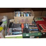 Three boxes of CDs; DVDs and video tapes