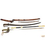 Three swords including Relic Cavalry sabre, an R.A