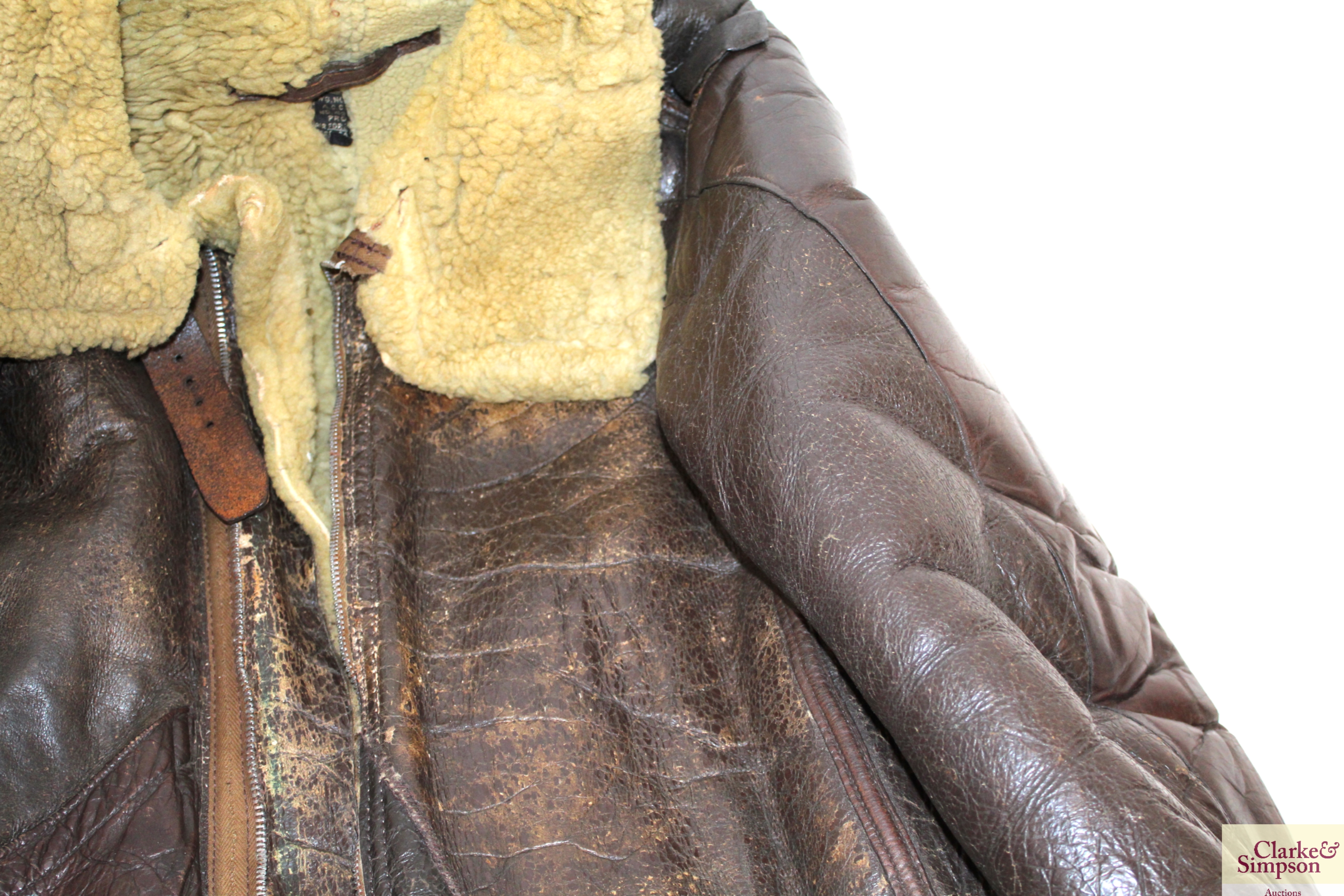 An "Aero Leather" WWII era B3 flying jacket, with - Image 6 of 9
