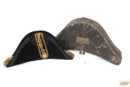 A mid-Victorian Naval folding bicorn hat by Galt P