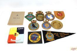 A mixed lot including plaques and a brass ash tray
