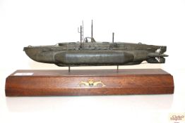A very fine metal model of a WWII era mini submari