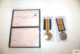 A WWI BWM and Victory medal to L/42735 Dvr. W.H. W