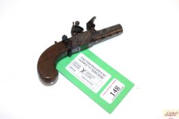 A flintlock box lock pocket pistol by Busby 1½" (t