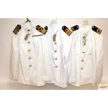 Three Royal Navy "Tropical" jackets all with insig