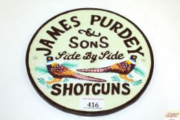 A cast advertising sign featuring pheasants, 9" di