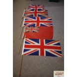 Five vintage Union flags all on small period poles