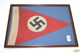 A German (pattern) pennant. Framed and glazed