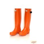 A pair of "Hunter" field Wellington boots, orange,