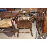 An oak and elm Captains type desk chair