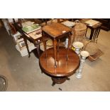 A circular mahogany occasional table; and a walnut
