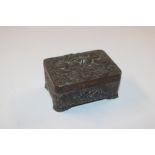An Oriental cast metal trinket box and cover with