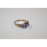 A 9ct gold amethyst and chip diamond set ring, rin