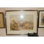 19th Century school, watercolour study figures on