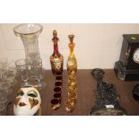 Two Venetian style coloured glass Liqueur sets