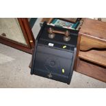 An Edwardian painted coal box with brass handle