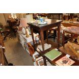 Two dark wood square occasional tables