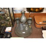 A quantity of various antique and later pewter ite