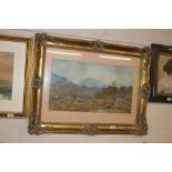 J Sheraton, watercolour study highland scene sheep