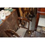 A pair of Edwardian inlaid bedroom chairs