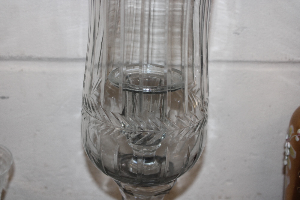 A cut glass storm lantern and a pair of glass rumm - Image 6 of 8