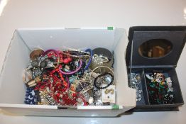 A box of assorted costume jewellery