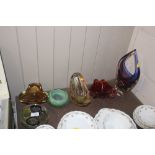 Six various Murano type coloured glass bowls, ash
