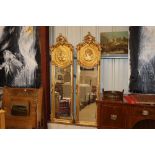 A pair of gilt framed pier mirrors with classical