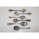 Four various silver spoons, approx41gms; and two w