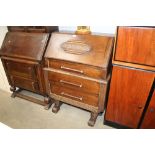 An oak bureau fitted three drawers