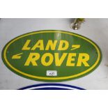 A reproduction enamel Land Rover advertising sign