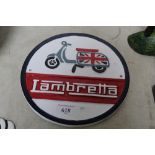 A reproduction cast iron Lambretta advertising sig