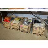 Four boxes containing various kitchen utensils, st