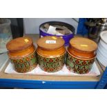 Three Hornsey storage jars on tray