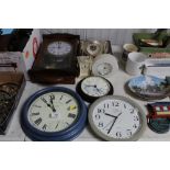 A collection of various wall clocks and mantel clo