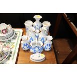 A quantity of blue and white Parian ware