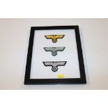A framed group of three German Breast Eagles