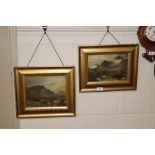 A pair of gilt framed oil on canvas's, landscape s