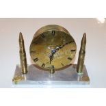 A Trench Art clock made from shell case and cartri