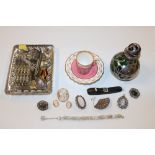 A silver plated dish and contents of various costu