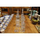 A collection of glass decanters to include Edinbur