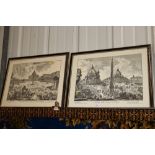 A pair of black and white prints depicting Venetia