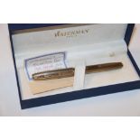 A 9ct gold Waterman fountain pen with 14ct gold ni