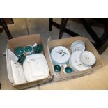 Two boxes of Denby "Green Wheat" dinnerware