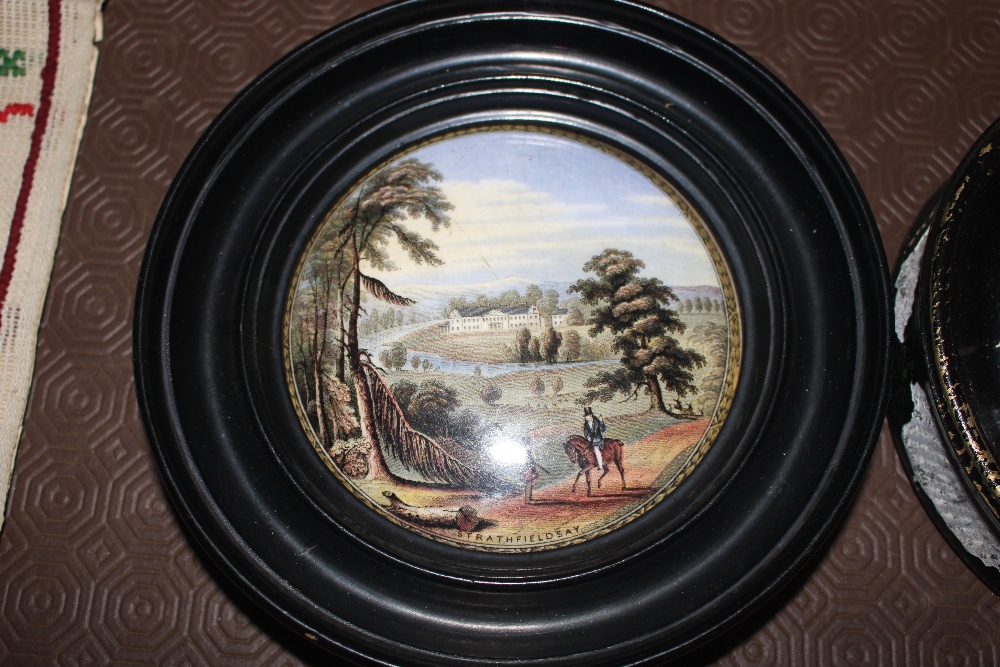 Three framed Pratt ware lids - Image 2 of 5