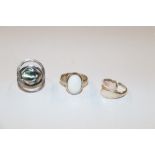 Three sterling silver rings, total weight approx.