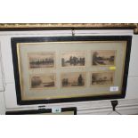 Wilfred Ball, six etchings framed as one, depictin