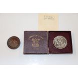 A sporting medal and a 1951 silver Crown