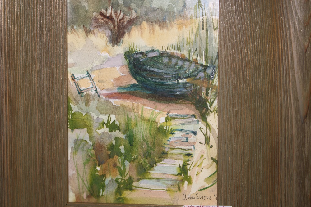 A framed and glazed watercolour study of a boat signed Ann Snow - Image 2 of 3