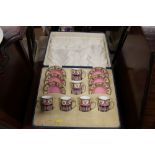 A cased set of six Royal Worcester silver mounted